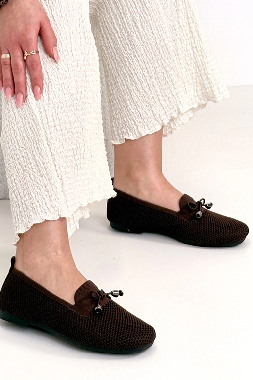 Hnedé textilné mokasíny s mašličkou...