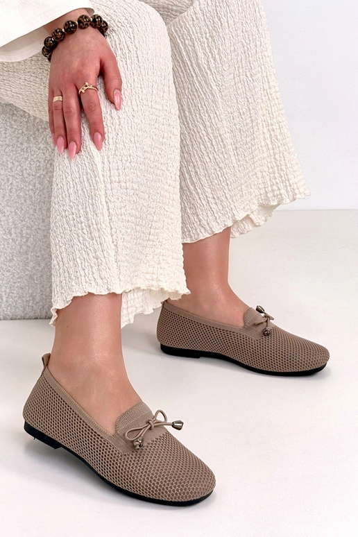 Tmavo pieskové textilné mokasíny s...