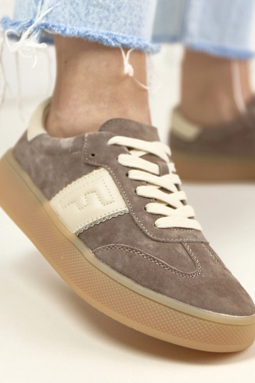 Tmavo-hnedé kožené športové tenisky s...