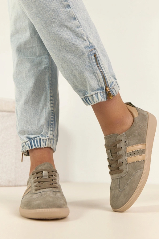 Chaki kožené športové tenisky Filippo