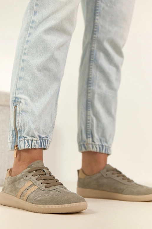 Chaki kožené športové tenisky Filippo