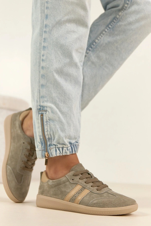 Chaki kožené športové tenisky Filippo