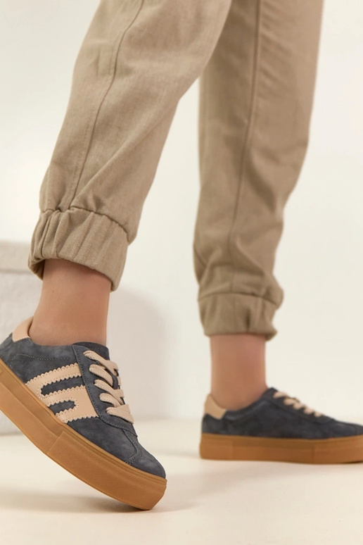 Sivé kožené športové tenisky s...