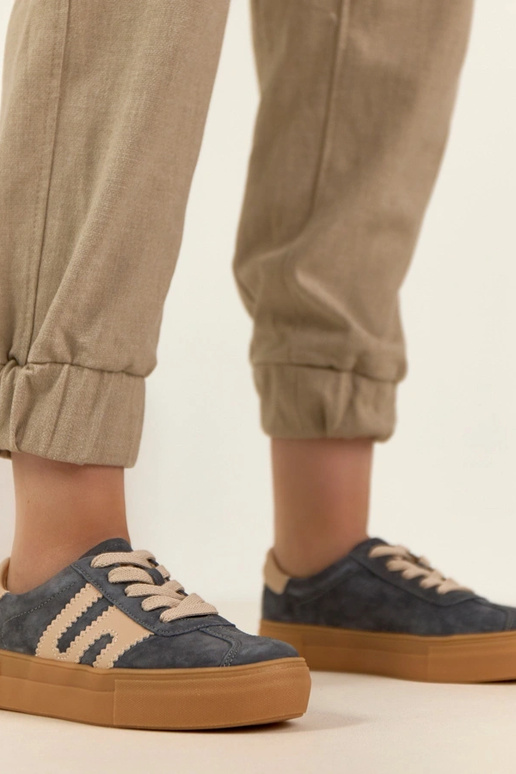 Sivé kožené športové tenisky s...