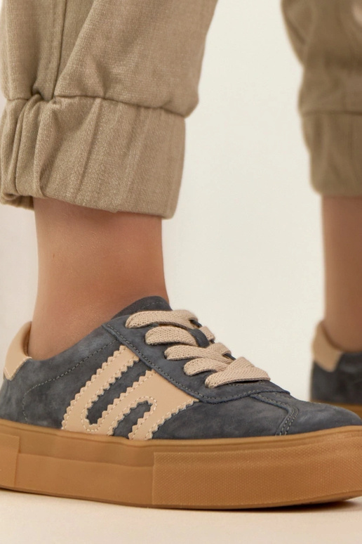 Sivé kožené športové tenisky s...