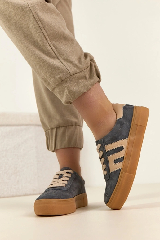 Sivé kožené športové tenisky s...