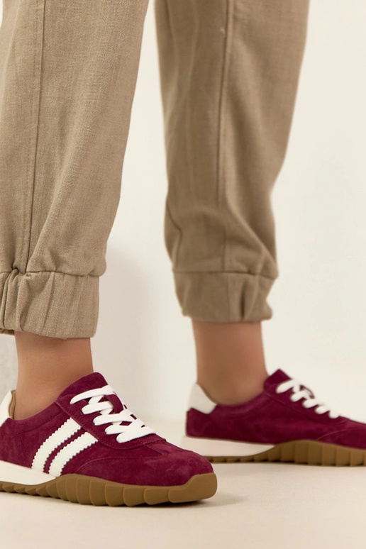 Bordové kožené športové tenisky Filippo