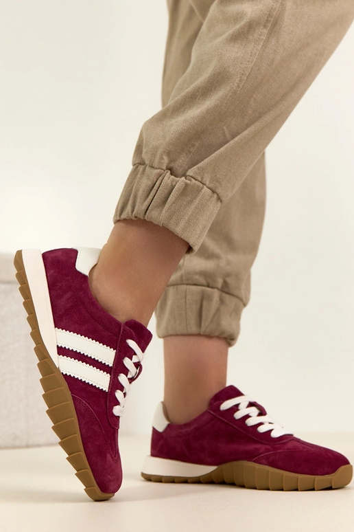 Bordové kožené športové tenisky Filippo