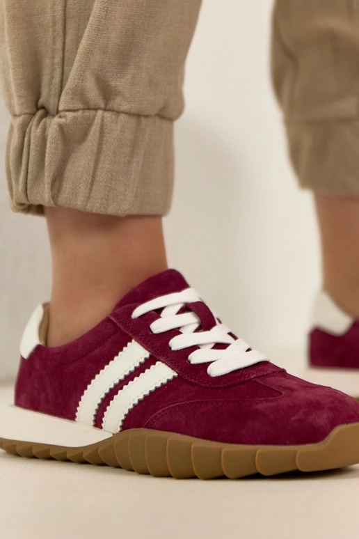 Bordové kožené športové tenisky Filippo