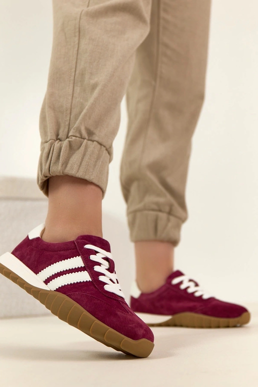 Bordové kožené športové tenisky Filippo