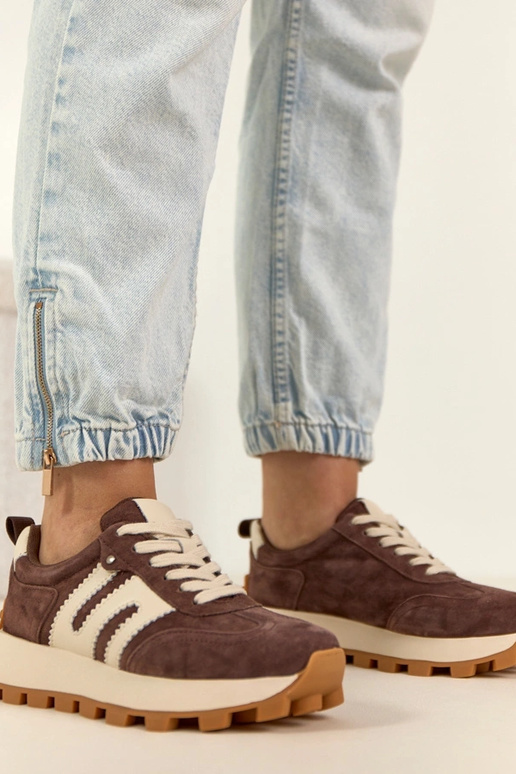 Čokoládové kožené tenisky s...