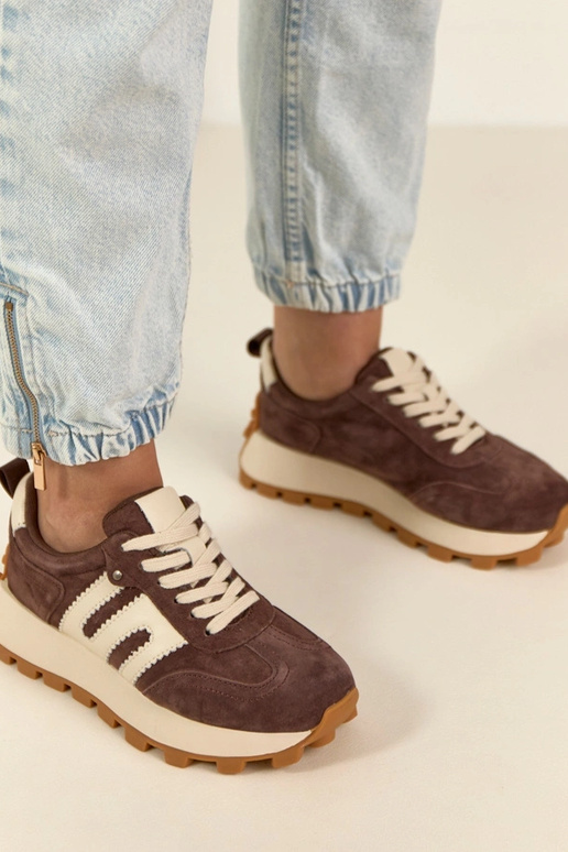 Čokoládové kožené tenisky s...