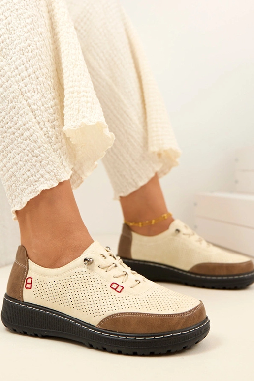 Pieskové perforované poltopánky Solenne