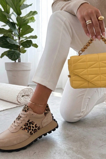 Pieskové kožené topánky na...