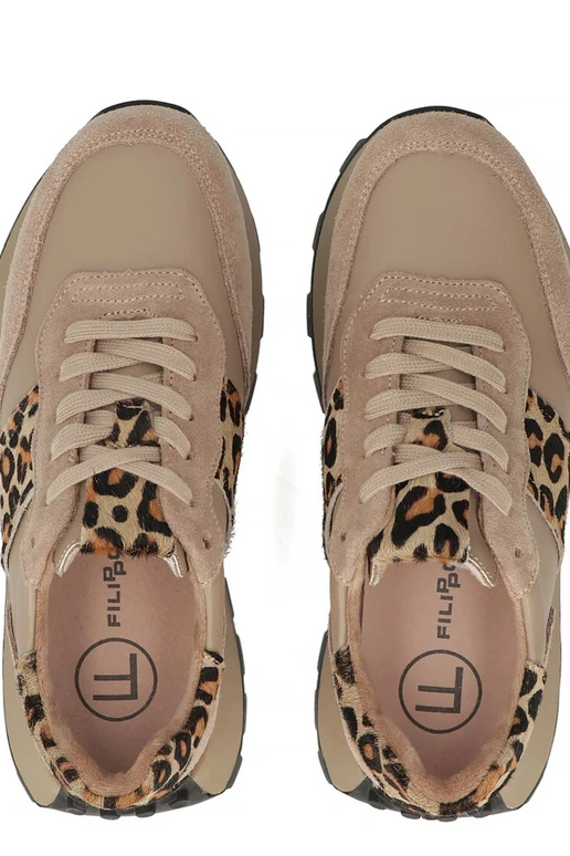 Pieskové kožené topánky na platforme...