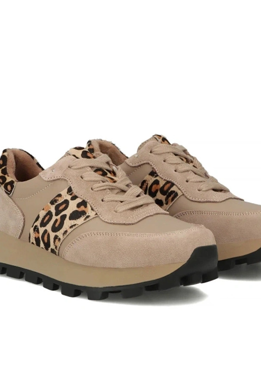 Pieskové kožené topánky na platforme...