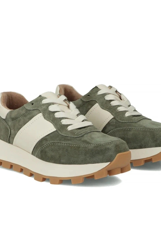 Zelené kožené topánky na platforme...