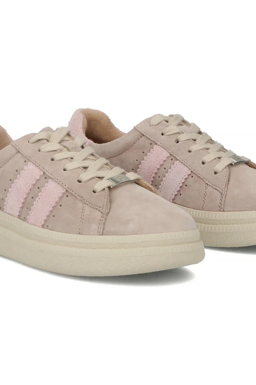 Pieskové kožené topánky na platforme...