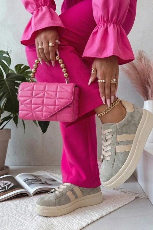 Sivé kožené topánky na platforme Filippo