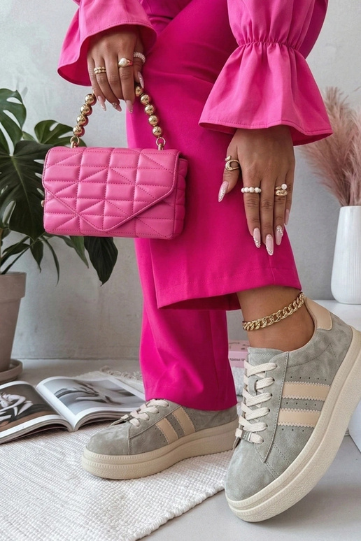 Sivé kožené topánky na platforme Filippo