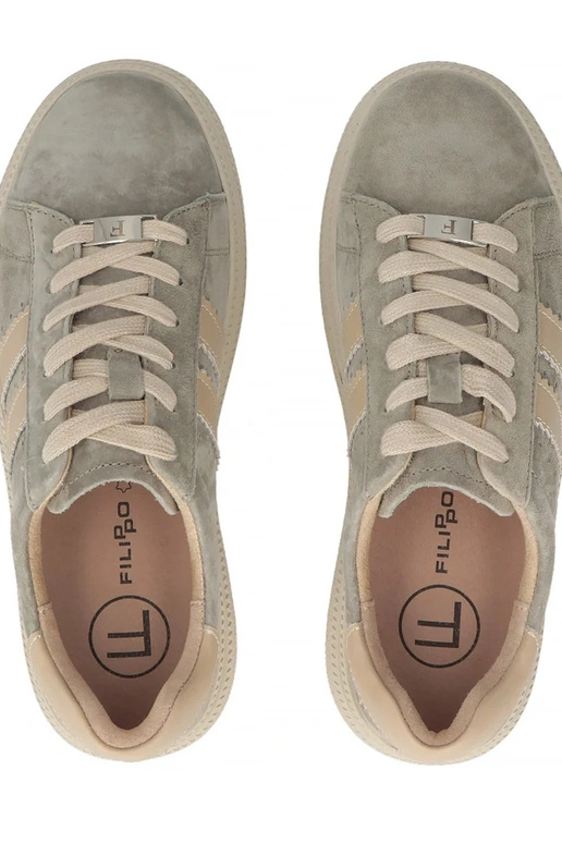 Sivé kožené topánky na platforme Filippo