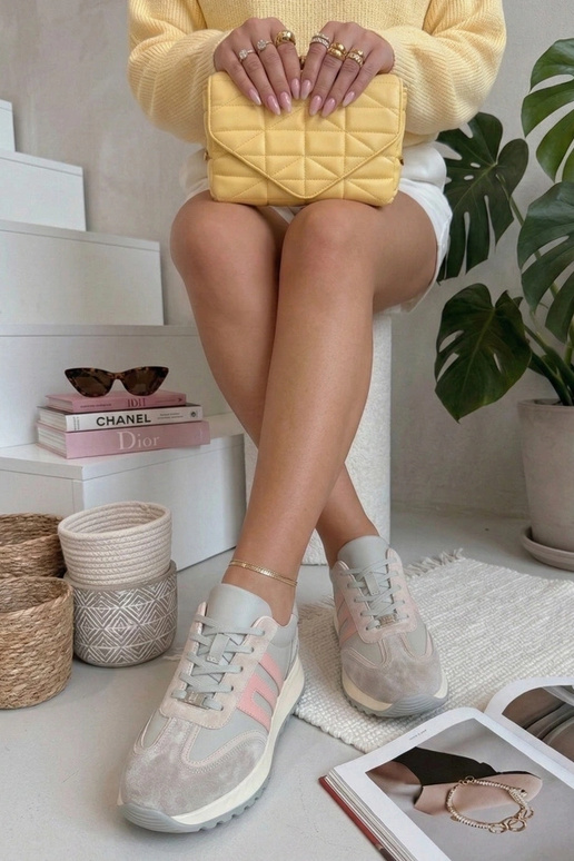 Sivé kožené topánky na platforme Filippo