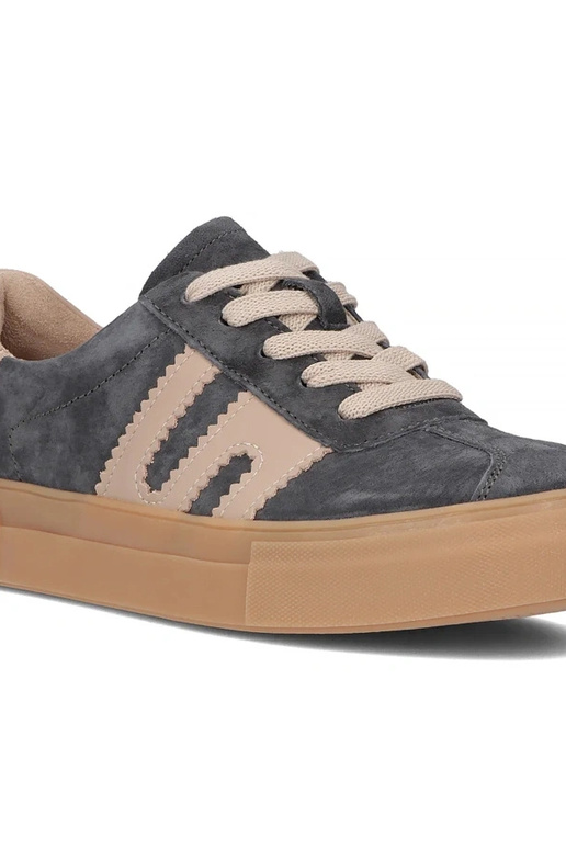 Sivé kožené topánky na platforme Filippo