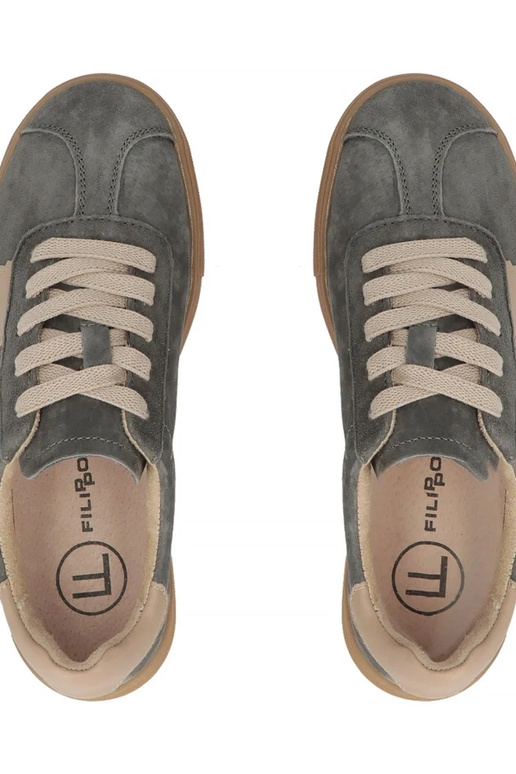 Sivé kožené topánky na platforme Filippo