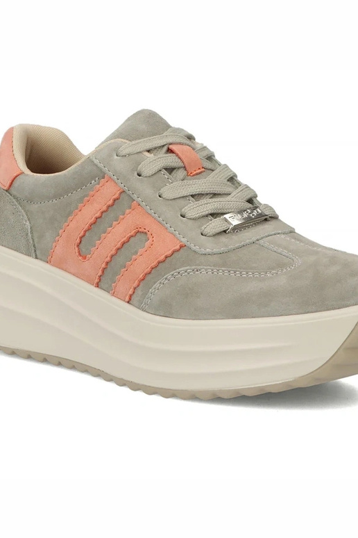 Sivé kožené topánky na platforme Filippo