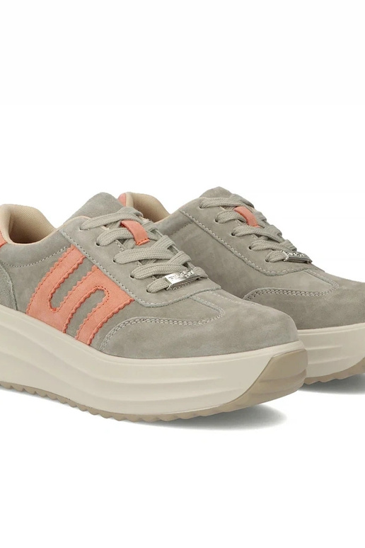 Sivé kožené topánky na platforme Filippo