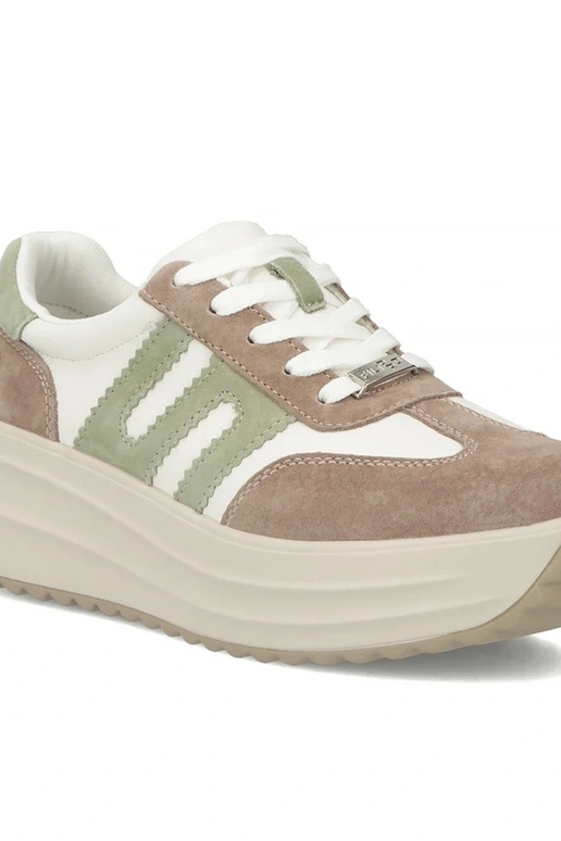 Pieskové kožené topánky na platforme...