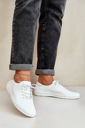 Topánky na šnurovanieZapnutéturalnej Skóry D&A LR51-645 biela farba 2