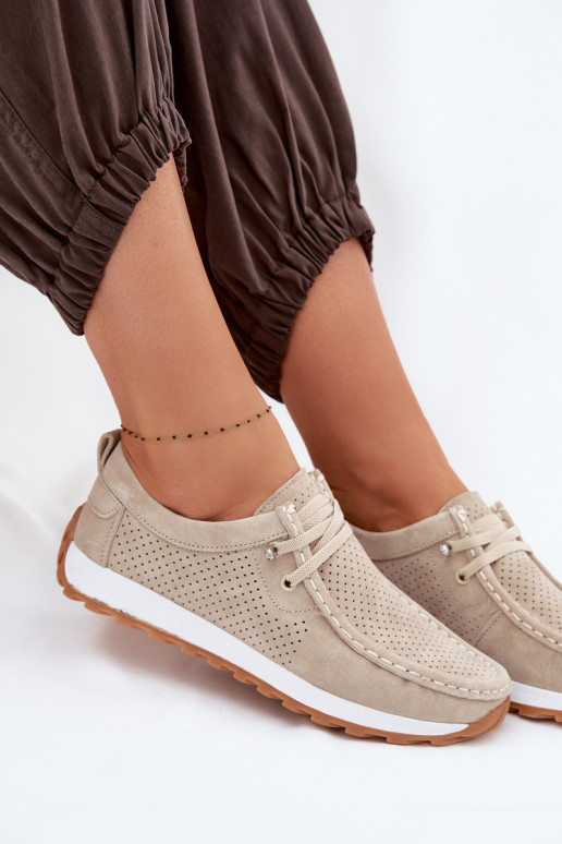 topánky DámskeZapnutéturalnego zo semišuu béžová Amela