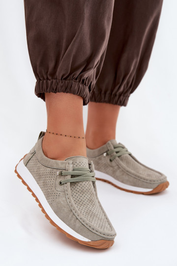 topánky DámskeZapnutéturalnego zo semišuu zelená farba Amela 2