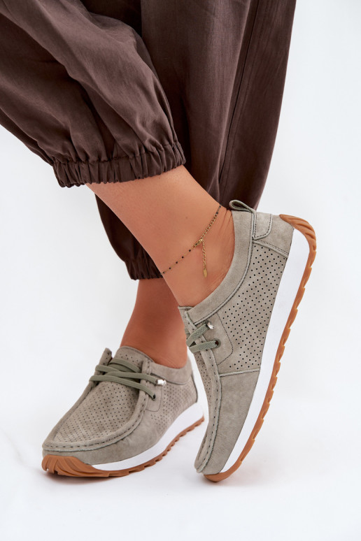 topánky DámskeZapnutéturalnego zo semišuu zelená farba Amela