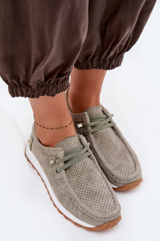 topánky DámskeZapnutéturalnego zo semišuu zelená farba Amela