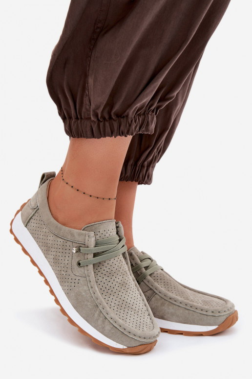 topánky DámskeZapnutéturalnego zo semišuu zelená farba Amela