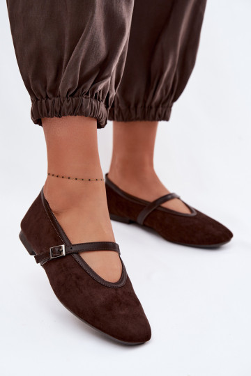 Balerínky s popruhmi z eko semišuoIne CzekoladoIne Felora 2