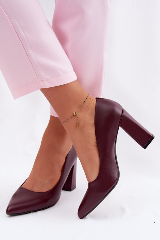 Topánky s podpätkami z eko kože Sergio Leone PB216 bordová