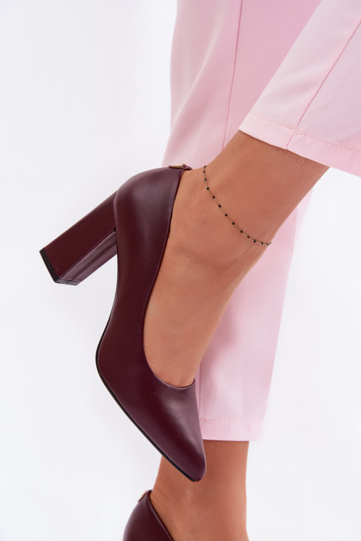 Topánky s podpätkami z eko kože Sergio Leone PB216 bordová