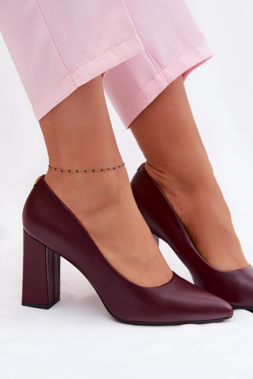 Topánky s podpätkami z eko kože Sergio Leone PB216 bordová