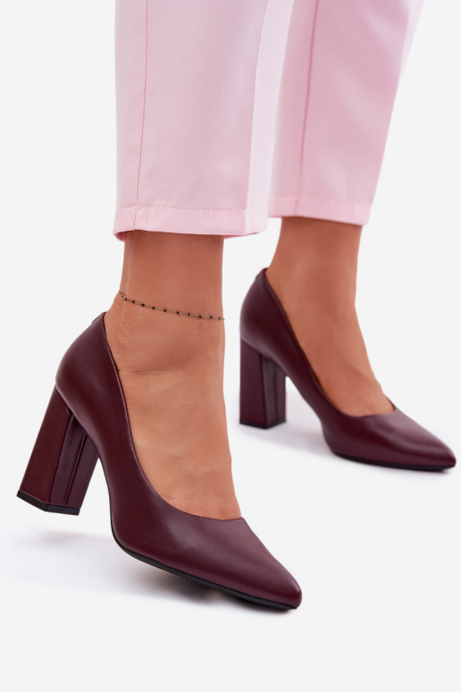 Topánky s podpätkami z eko kože Sergio Leone PB216 bordová