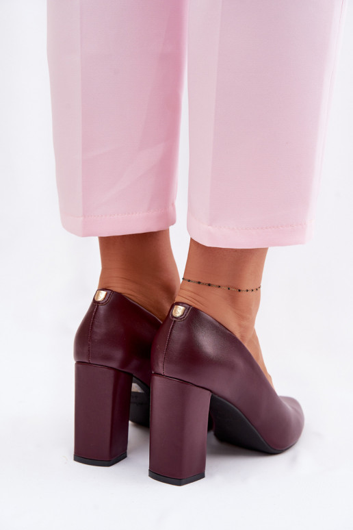 Topánky s podpätkami z eko kože Sergio Leone PB216 bordová