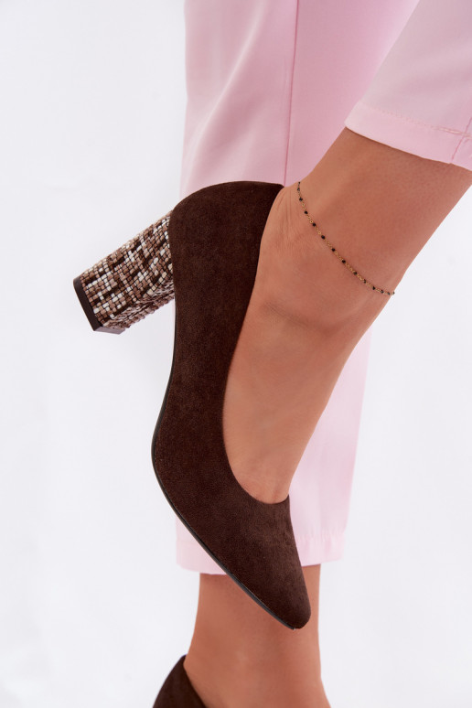 Topánkyz eko semišuu so štýlovým podpätkom Sergio Leone PB414 CzekoladoIne