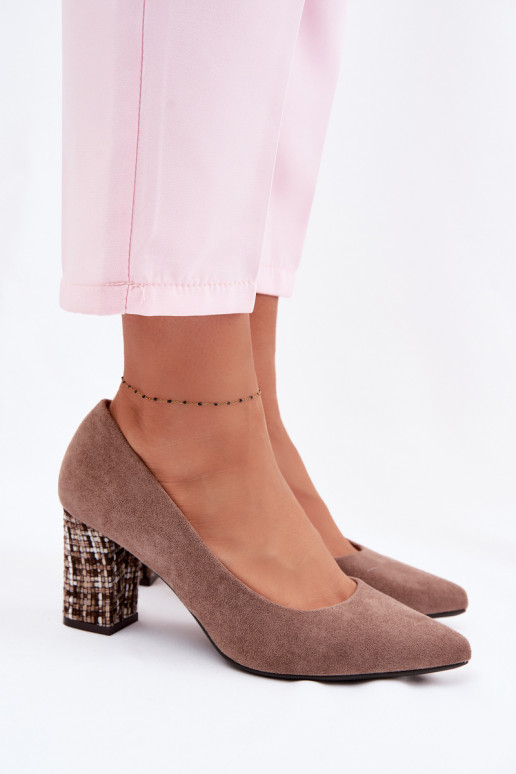 Topánkyz eko semišuu so štýlovým podpätkom Sergio Leone PB414 Hnedá farba