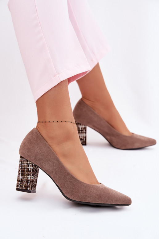 Topánkyz eko semišuu so štýlovým podpätkom Sergio Leone PB414 Hnedá farba