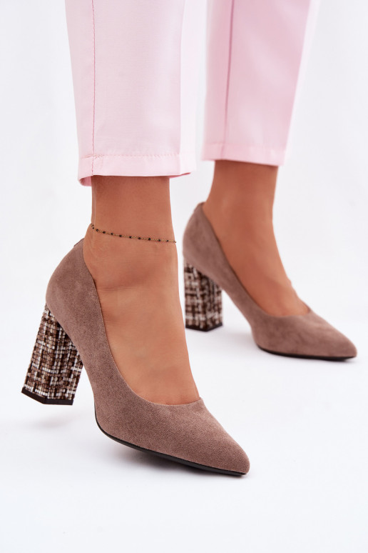 Semišové topánky so štýlovým podpätkom Sergio Leone PB216 Hnedá farba