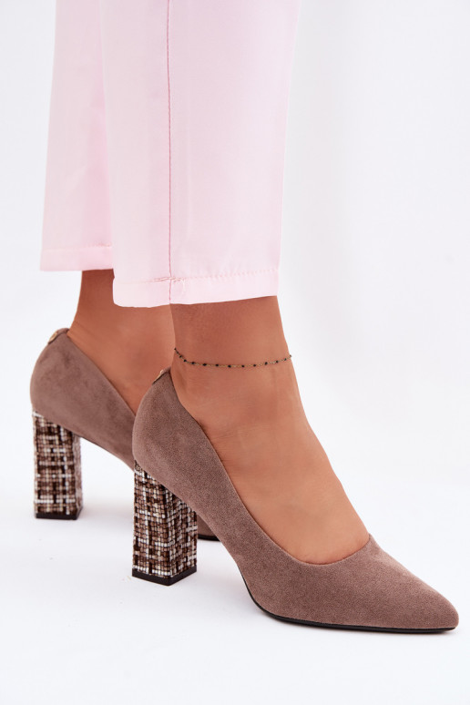 Semišové topánky so štýlovým podpätkom Sergio Leone PB216 Hnedá farba