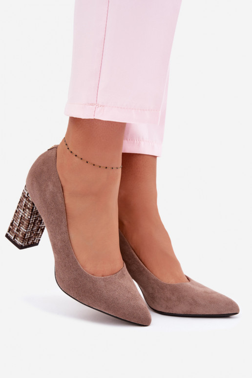 Semišové topánky so štýlovým podpätkom Sergio Leone PB216 Hnedá farba