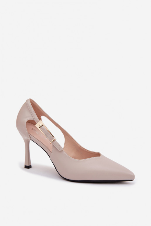 Lodičky s výrezmi a sponami Vinceza 62288 šedej farby